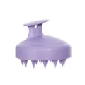 Spazzola per massaggio del cuoio capelluto in silicone viola con pratico manico ergonomico. - Rotondo / Viola