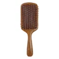 Spazzola per capelli piatta in legno con perni in legno, finitura naturale, cuscino massaggio. - Legno Naturale Quadrato Grande