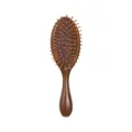 Spazzola per capelli in legno con cuscino e design piatto, finitura in legno per massaggio delicato. - Legno Naturale Pelle Nera