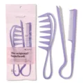Juego de peines de paja de trigo, cepillo antiestático para peinar el cabello en casa. - Juego de 2 Piezas Morado
