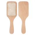 Spazzola per capelli piatta in legno naturale con perni da massaggio e cuscino antistatico. - Grande Stile Quadrato