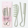 Juego de peine para cabello de paja de trigo, peine de estilismo antiestático para el cuidado diario. - Juego de 2 Piezas Verde