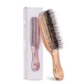 Spazzola districante per capelli oro rosa, manico ergonomico, uso asciutto e bagnato, compatta. - Manico Lungo (21.PS2020) / Imballaggio in scatola / Placcatura in oro rosa