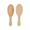 Spazzola per capelli naturale in bambù con perni in legno, strumento compatto per lo styling. - Stile Rotondo Medio
