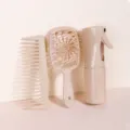 Set spazzola per capelli in paglia di grano pettine denti larghi strumento per styling - Set di 3 pezzi / Beige