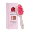 Spazzola per capelli da massaggio del cuoio capelluto in silicone con manico lungo rosa. - ABS Doppio Rosa (In Scatola)