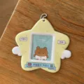 Porte-carte photo en forme d'étoile mignonne avec ailes d'ange et texte coréen pour format 3 pouces. - Jaune