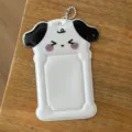 Lindo tarjetero de cachorro de 3 pulgadas funda protectora con cadena de cuentas - Funda para tarjeta de perro sonrojado con orejas negras