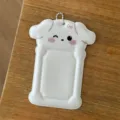 Llavero tarjetero de perrito tierno de 3 pulgadas, funda PVC protector de tarjetas. - Funda para tarjetas de perro con lazo blanco