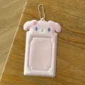 Portatarjetas bonito de conejo rosa de dibujos animados de 3 pulgadas funda variante - Fundas de tarjeta de conejo de postre con形 irregular rosa claro