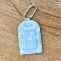 Bonito llavero tarjetero para foto de identificación de 2 pulgadas con cadena de bolitas. - Funda para tarjeta verde claro de 2 pulgadas (La más mona del mundo) / Verde claro