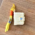 Mini karo fotoalbum schlüsselanhänger gelb stoff mini buch anhänger taschenzubehör ausweis - Gelb