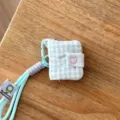 Mini Karo Stoff Fotoalbum Schlüsselanhänger, süß tragbar 2-Zoll Mini Buch Taschenanhänger - Grün