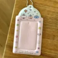 Pink 3-inch idol photocard holder variant, cute cartoon storage pendant for polaroids. - Pink Three Treasures 3-Inch Card Sleeves