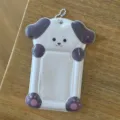 Détail de porte-photocard de chien mignon, étui PVC portable avec chaîne pour idoles. - Petit Porte-carte Chien Blanc / Blanc