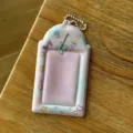 Pink gradient 3 inch photocard holder cute idol card sleeve with chain for collectible cards - Blue Guitar 3-Inch Card Sleeve