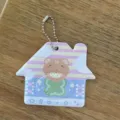 Portatarjetas fotográfico en forma de casa de 2 pulgadas con lindo diseño de oso. - Casa Oso / Rosa Amarillo