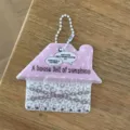 Cute house-shaped photocard holder keychain with leopard print and star design for 2-inch IDs. - Leopard Star House / Pink White