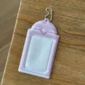 Tarjetero fotográfico rosa para tarjetas de 3 pulgadas funda protectora con cadena - Portatarjetas de 3 pulgadas de cruz rosa / Rosa