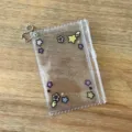 Clear glitter 3-inch photocard holder with zipper and star print for display and cute storage. - Star Zipper Bags