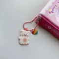 Schattig berenhanger detail, roze esthetische sleutelhanger en accessoire voor mini album. - Regenboog Hart Bedel