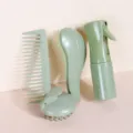 Weizenstroh Haarkamm Set mit Sprühflasche und Kopfhautmassagebürste für die Haarpflege. - Serie 2 (4-teiliges Set) / Grün