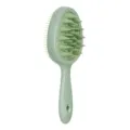 Spazzola per massaggio del cuoio capelluto in silicone verde con setole bifacciali e manico. - Verde