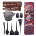 Kit de coloration capillaire professionnel avec bol pinceau planche à mèches 9 pièces - Kit Crâne Coloré (Sans Pâte Colorante) / Ensemble de 9 Pièces
