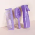 Weizenstroh Haarkamm Set Kopfhautmassage Bürste kontinuierliche Sprühflasche lila Haarpflege - Serie 3 (3-teiliges Set) / Lila