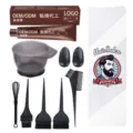 Kit de coloration capillaire professionnel avec bol brosses et planche à mèches 9pcs - Kit Homme Cheveux Noirs (Sans Pâte Colorante) / Ensemble de 9 Pièces