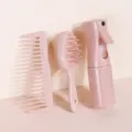 Weizenstroh Haarbürste Set rosa grobzinkiger Kamm Kopfhautmassagegerät Sprühflasche - Serie 3 (3-teiliges Set) / Rosa