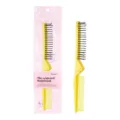 Pieghevole pettine portatile spazzola per capelli doppia faccia mini denti fini e larghi. - Confezione in busta OPP trasparente / Giallo