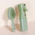 Weizenstroh Kopfmassagebuerste und kontinuierliche Spruehflasche Set fuer die taegliche Haarpflege. - Serie 4 (2-teiliges Set) / Grün