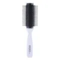 Professional nine-row hair brush with white handle and black bristles for styling and grooming. - 7-Row Comb / White