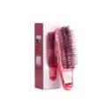 Pettine da massaggio per cuoio capelluto in metallo rosa, spazzola per capelli umidi e asciutti. - Manico Corto (21.PS2020) / Imballaggio in scatola / Rosa Galvanizzato
