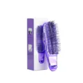 Spazzola per capelli viola portatile per massaggio del cuoio capelluto e styling, uso a secco. - Manico Corto (21.PS2020) / Imballaggio in scatola / Viola Galvanizzato