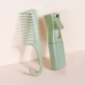Grüner Weizenstroh Haarkamm und kontinuierliche Sprühflasche Set für die tägliche Haarpflege. - Serie 5 (2-teiliges Set) / Grün