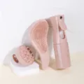 Weizenstroh Haarbürsten Set mit Kopfhaut Massagekamm und Dauerhafter Sprühflasche für Haarpflege - Serie 6 (3-teiliges Set) / Rosa