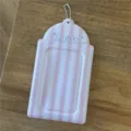 Porte-carte photo à rayures roses avec chaîne de perles et rangement de cartes mignon. - Rayures Rose Blanc / Étui de Carte 6 Pouces