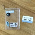Clear glitter PVC storage pouch with zipper, sweet receipt print design for 3-inch photo. - Light Blue