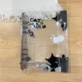 Transparent A5 6-ring binder with cute black cat design, ideal for photocard storage. - Little Black Cat Shell / Clear