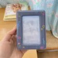 Vintage Y2K denim style 3 inch mini photocard album star heart idol photo storage book holder - 40 Pockets / Denim Blue