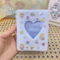 Mini classeur de photocard 3 pouces mignon album photo Kpop porte-cartes organiseur - Lapin et poussin blancs