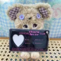 Fluffy plush bear photocard holder keychain cute black heart ID photo card sleeve pendant - 1-Inch Single Heart Black Card Sleeve
