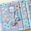 Estilo ins lindo retro cuadros patchwork álbum de fotos tarjetero con doble colgante llavero - Azul