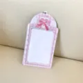 Pink bow lace 3 inch polaroid photocard holder cute acrylic ID card protective sleeve pendant - Pink Bowknot Lace Card Holders