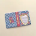 Cute 3-inch mini photo album with heart cutout, perfect for K-pop photocards and polaroids. - 3-Inch Pink Rabbit with Blue Hat Photo Album (40 Pockets)