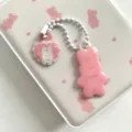 Lindo llavero de acrílico rosa con diseño de conejo colgante de doble cara para bolso de mano - Colgante de Conejito Rosa