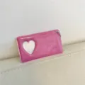 Pink heart PVC photocard holder ID card protector with cute keychain pendant for idols. - Pink English Card Holder / 1 Inch