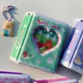 Mini classeur photocard 3 pouces album Kpop mignon cœur creux ours livre de stockage - Album photo 3 pouces à carreaux verts et bordure dentelle (40 poches)
